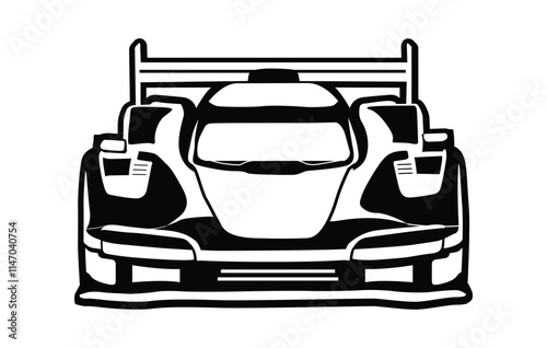 Abstract Classic vintage sports car silhouette vector 
illustration in black and white drawing style on a 
white background,coloring book.