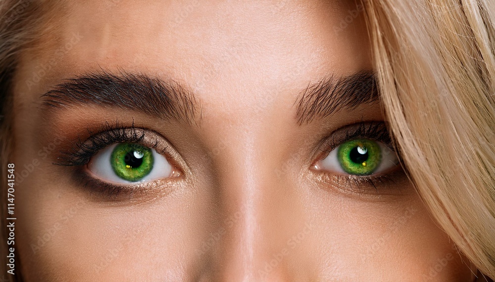 Obraz premium detail of beautiful green eyes, AI generated