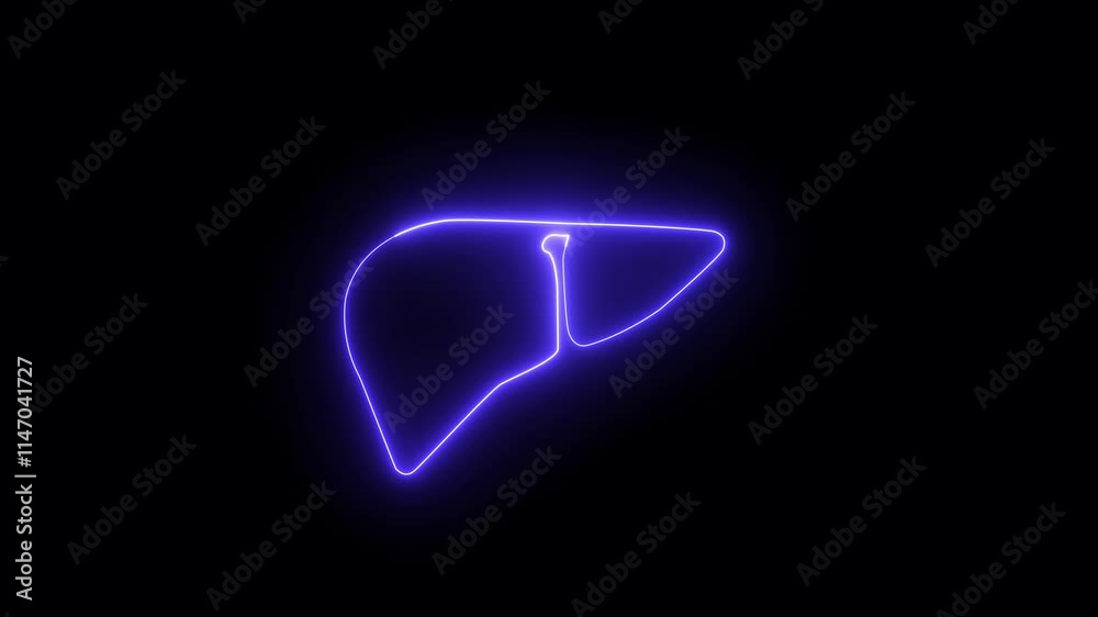 organ icon Neon human organ icon, animation on black background Cartoon liver,  Vector animation in flat art style about organ transplantation