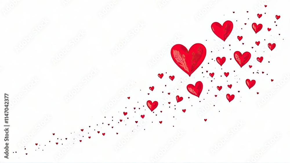 Valentine's aquarelle Day red heart. Artistic red heart love symbols on white background Valentine's aquarelle Day red heart. Artistic red heart love symbols on white background