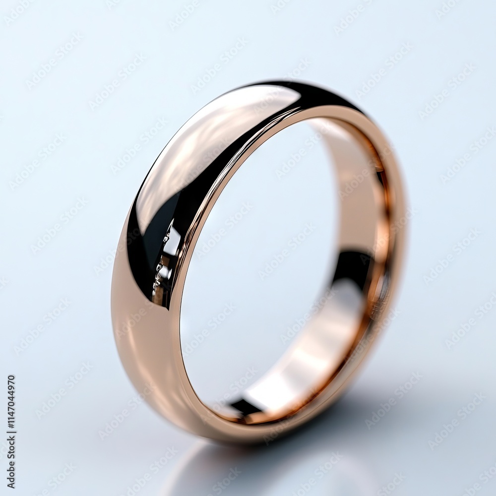 A rose gold wedding ring on a white background A rose gold wedding ring on a white background