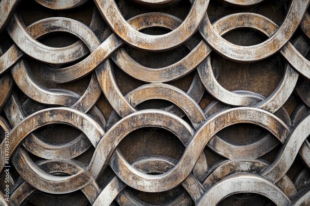 Interwoven, curved, aged wood forms a pattern. Interwoven, curved, aged wood forms a pattern.
