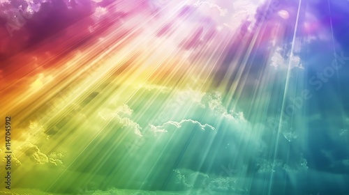 Rainbow-Colored Light Rays, Radiating Vibrant Colors Across a Dark Background, Creating a Beautiful and Dynamic Spectrum of Light