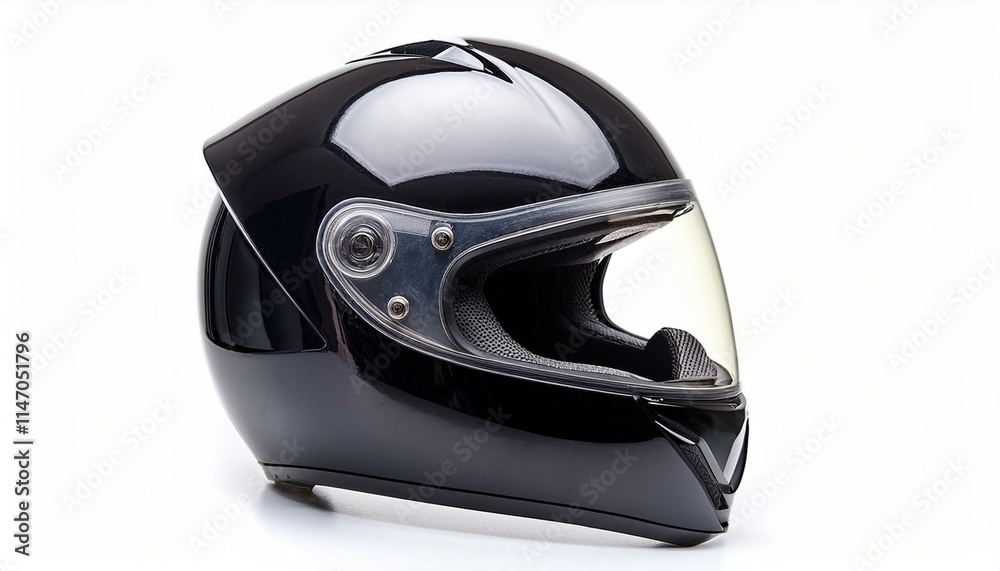 Sleek black motorcycle helmet, safety gear. Sleek black motorcycle helmet, safety gear.