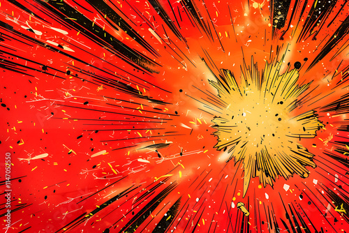 Background with fireworks explosion, comic book style