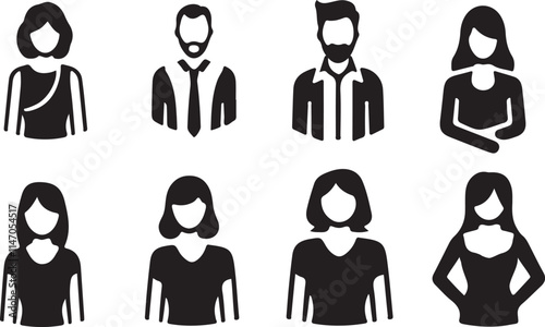 Iconic people Silhouettes, modern Avatar set or user profile Graphics