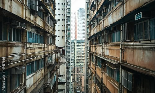 Dense Urban Hong Kong Apartment Buildings