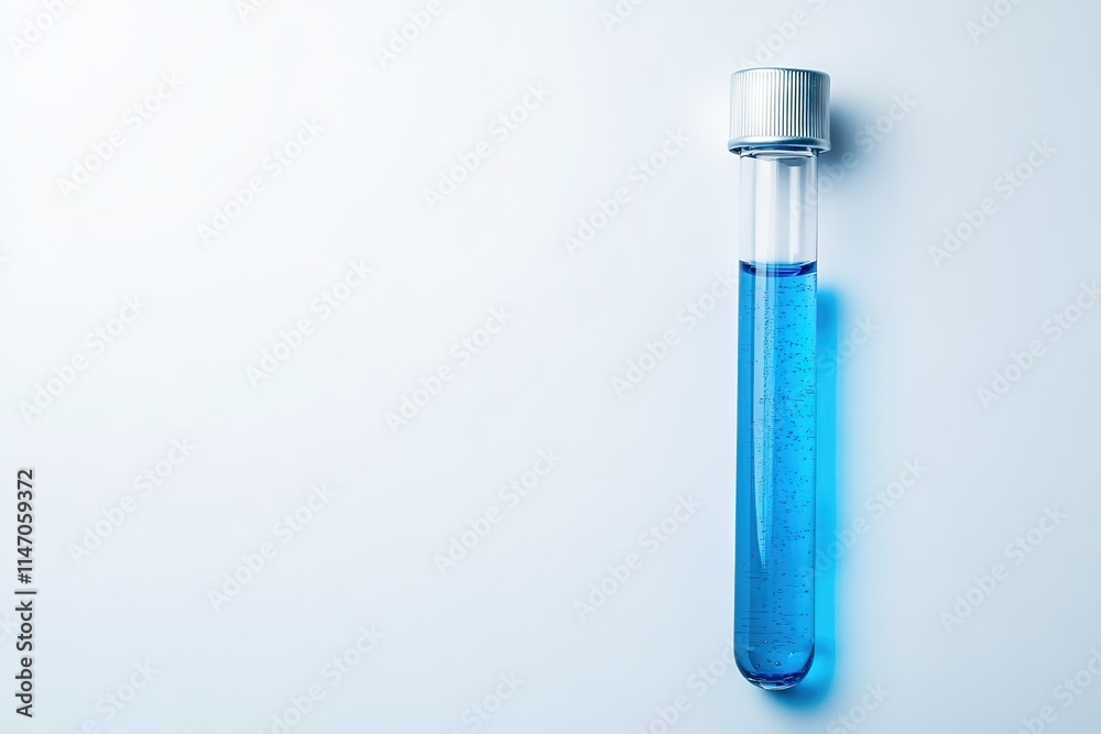 Test tube filled with vibrant blue liquid, showcasing scientific Test tube filled with vibrant blue liquid, showcasing scientific