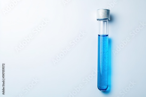 Test tube filled with vibrant blue liquid, showcasing scientific