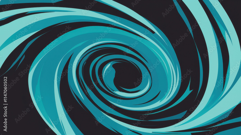 Fototapeta premium An abstract swirling vortex of turquoise and black, creating a mesmerizing sense of depth and movement.