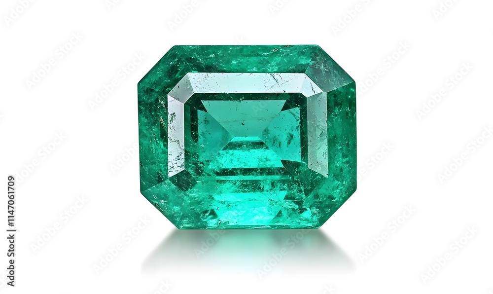 Single emerald cut gem stone isolated on a white background. Single emerald cut gem stone isolated on a white background.