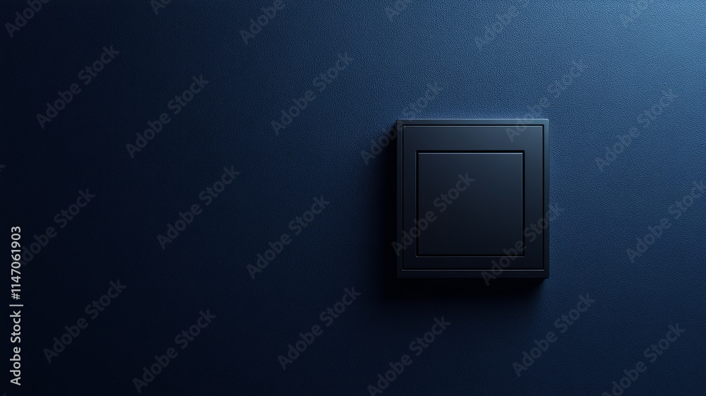 Dark minimalist light switch on blue wall Dark minimalist light switch on blue wall