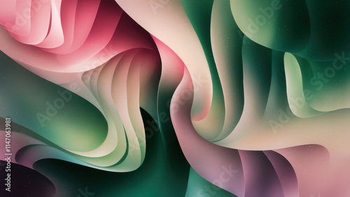Wallpaper Mural An abstract composition featuring flowing shapes in soft pink, green, and cream hues, creating a serene and dreamy atmosphere. Torontodigital.ca