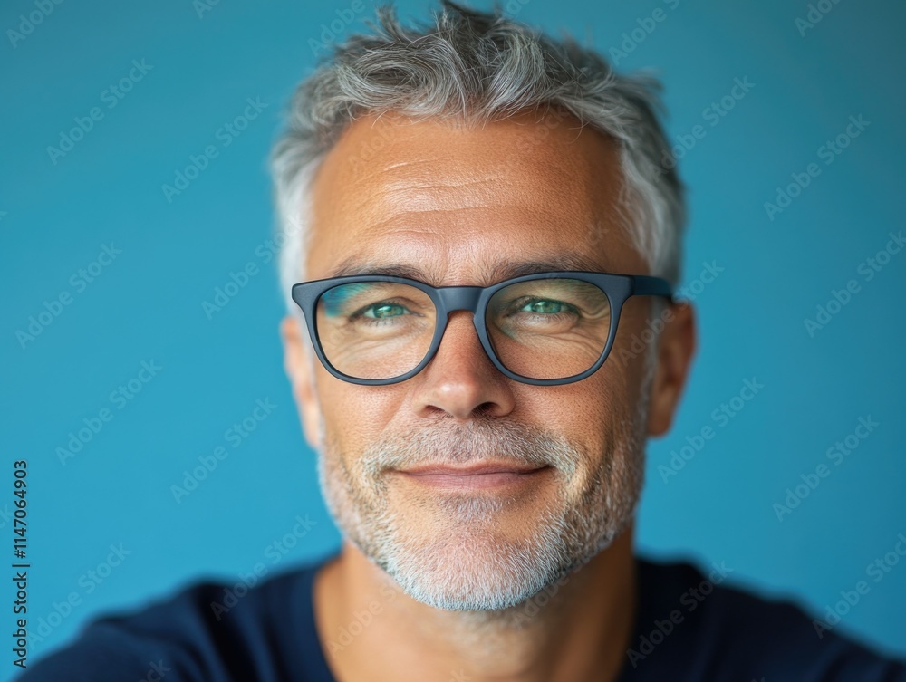 Grey-haired man with beard and mustache, wearing glasses and looking directly at the camera. Grey-haired man with beard and mustache, wearing glasses and looking directly at the camera.