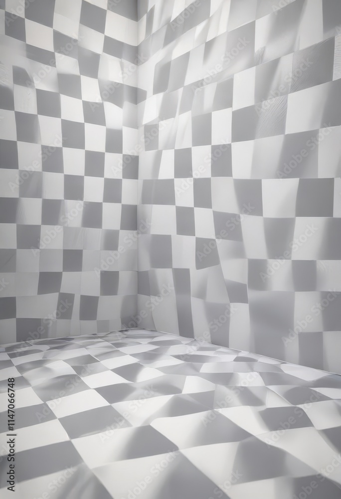Subtle grey and white horizontal checkered pattern Soft light effect , seamless, delicate