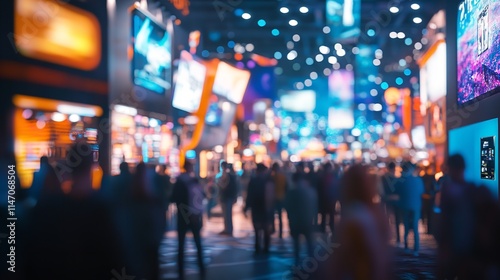 night scene of a busy city street filled with cars and illuminated billboards