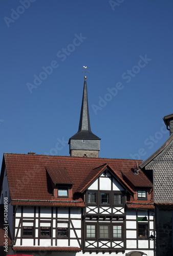 Fachwerkhaeuser und Kirche in Schluechtern photo