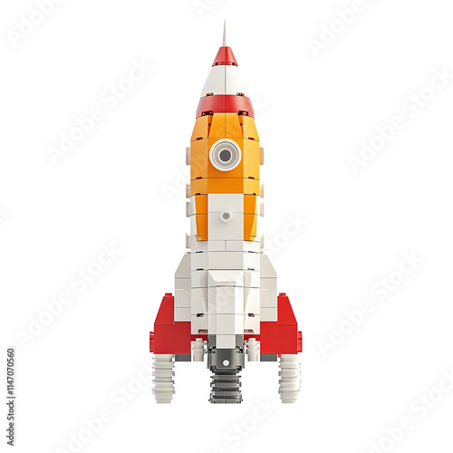 Obraz na płótnie a rocket made with legos isolated on a white background w salonie