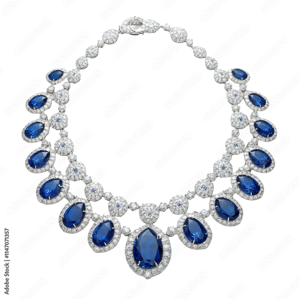Obraz premium A sapphire necklace product sample white background