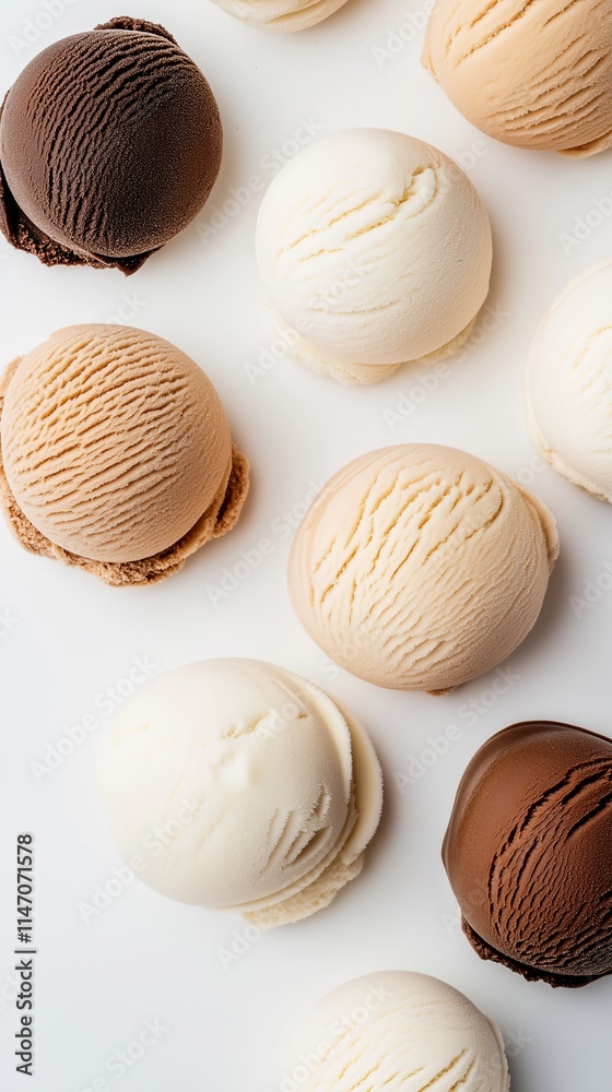 Balls of chocolate ice cream on a pastel background Balls of chocolate ice cream on a pastel background