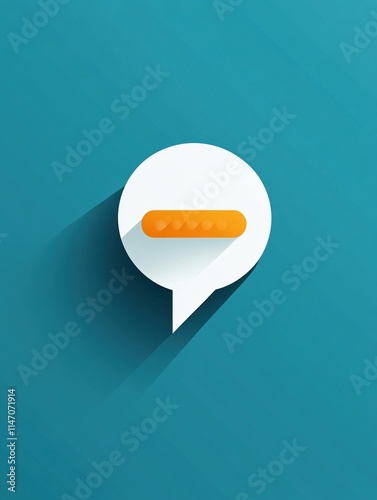 Icono de chat con una barra de pan dentro, diseño minimalista con sombras largas sobre fondo azul turquesa