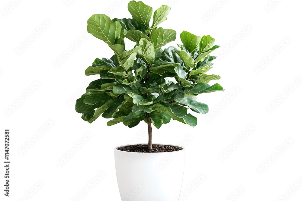 High-res image of fiddle-leaf fig tree in white pot, transparent cutout, detailed and realistic. High-res image of fiddle-leaf fig tree in white pot, transparent cutout, detailed and realistic.