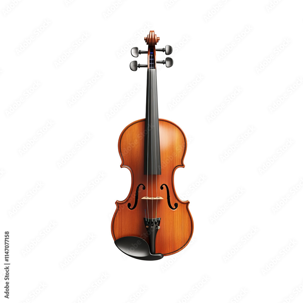 Fototapeta premium A small violin with bow centered in the image white background
