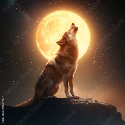 wolf howling at the moon