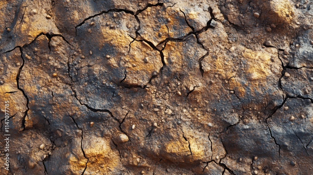 Cracked Earth Texture Brown And Gold Hues