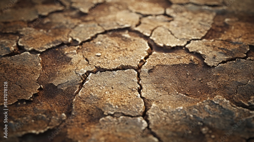 Fototapeta premium Cracked earth texture showing arid land surface