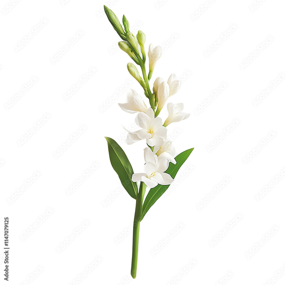A sprig of tuberose on a white background