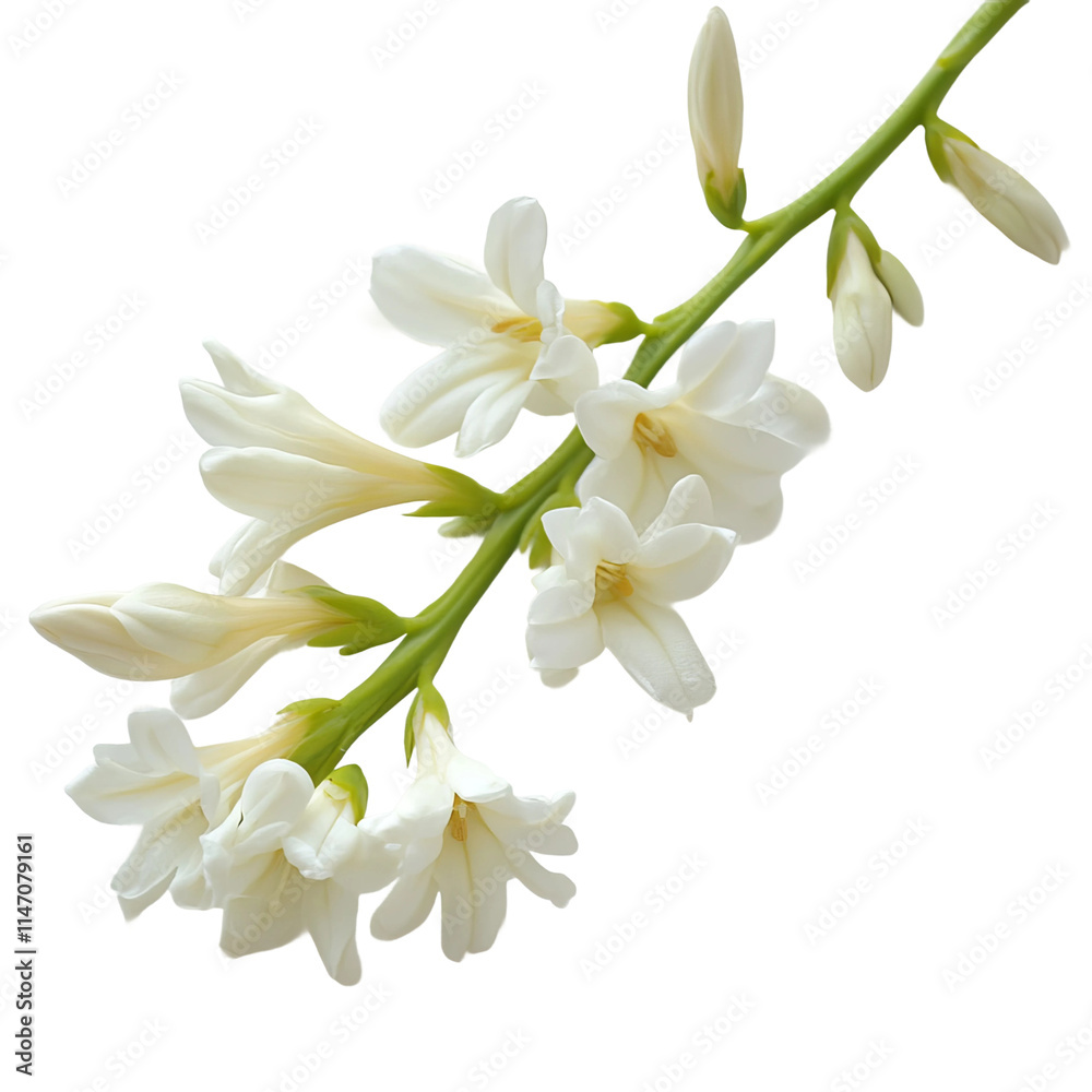 Fototapeta premium A sprig of tuberose on a white background
