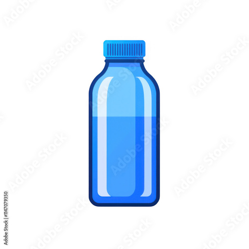 Blue icon of Water Bottle isolated on a transparent background Minimalist flat icon, vector logo style sign clipart on a no background png