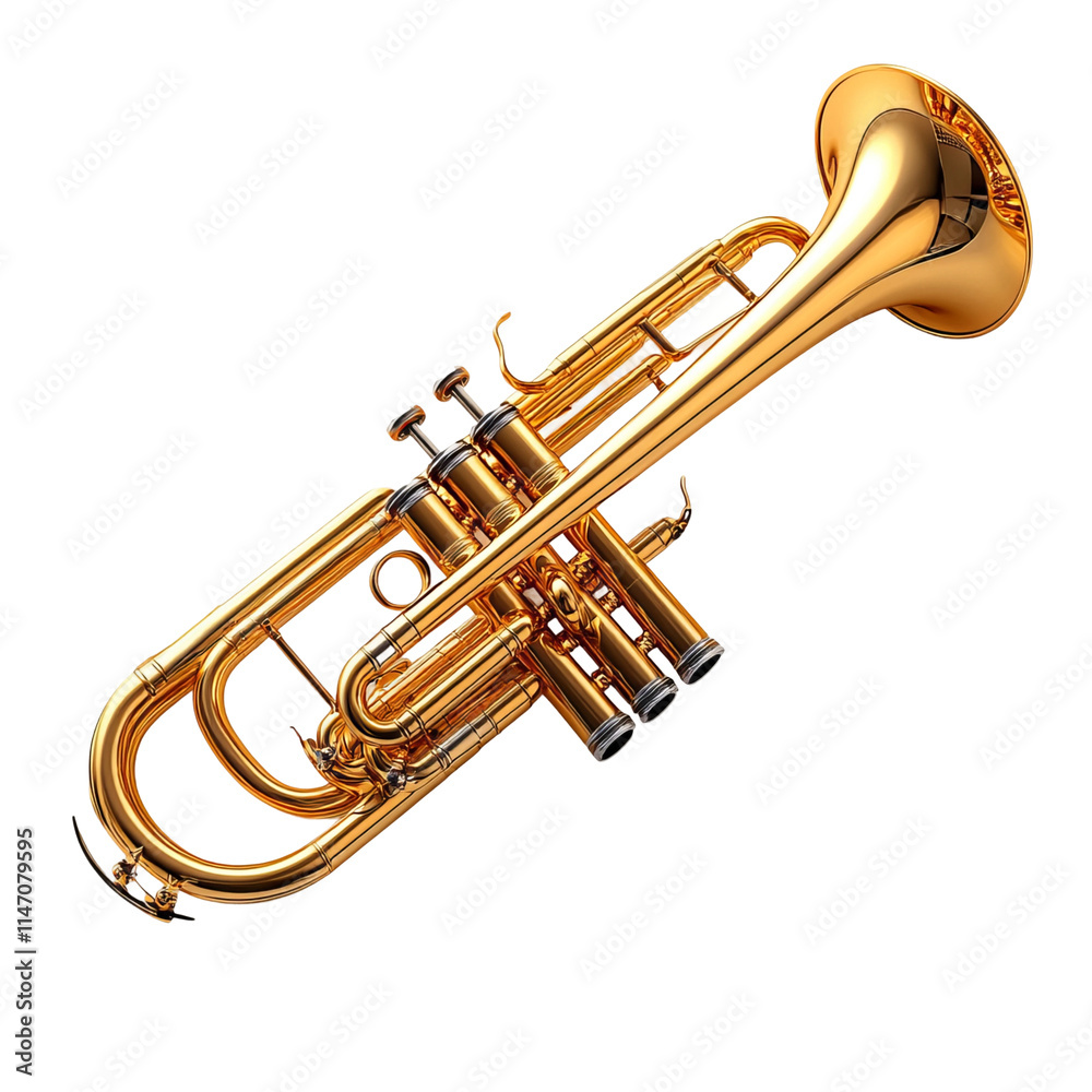 Naklejka premium trompet music intrument white background