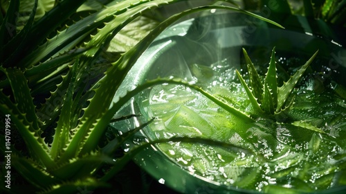 Wallpaper Mural Aloe Vera Leaves Immersed in Fresh Gel for Natural Skincare Torontodigital.ca