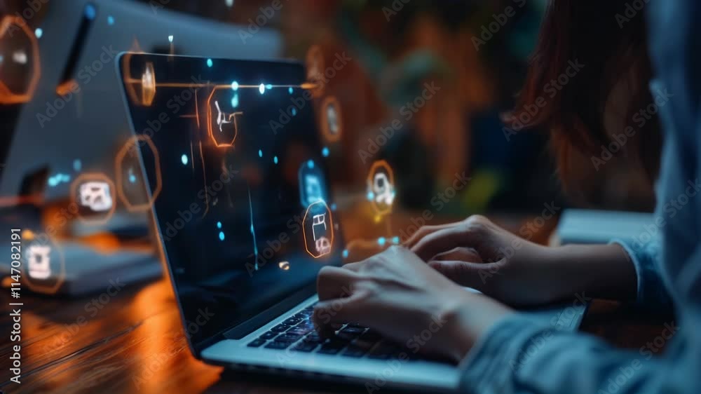 futuristic AI system seamlessly generating diverse forms of content,