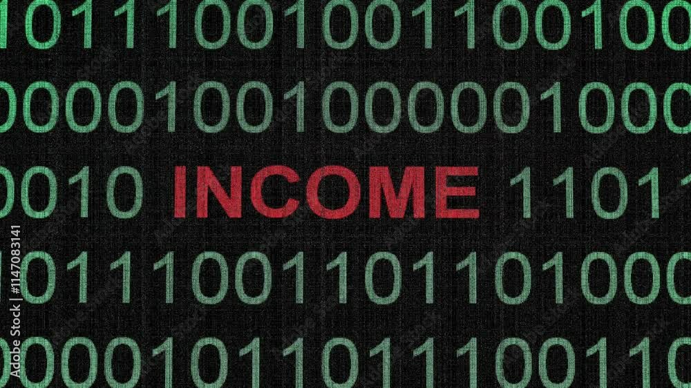 Income text on the screen data glitch Income text on the screen data glitch