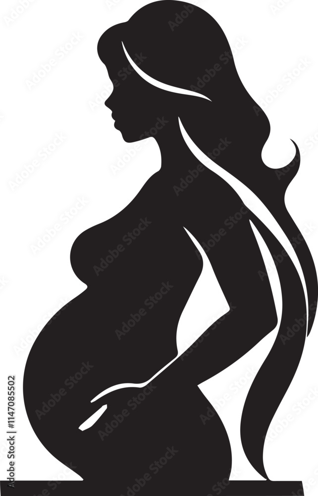 Fototapeta premium Black and White mom logo type Silhouette Design