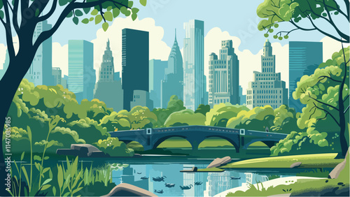 Central Park in Spring- Vector Art.eps