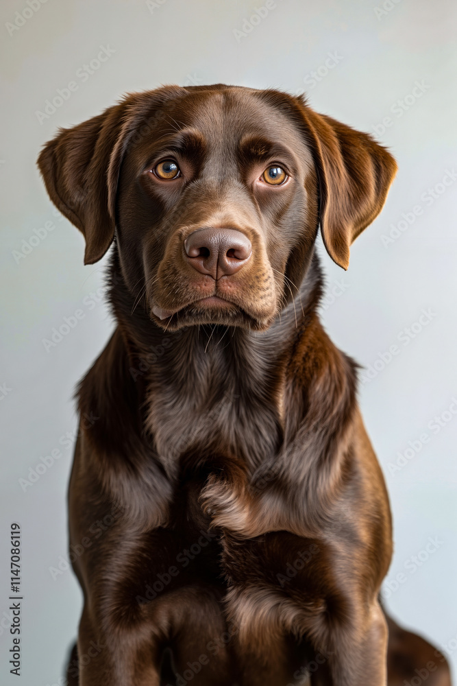 Fototapeta premium A brown dog sitting on top of a wooden table