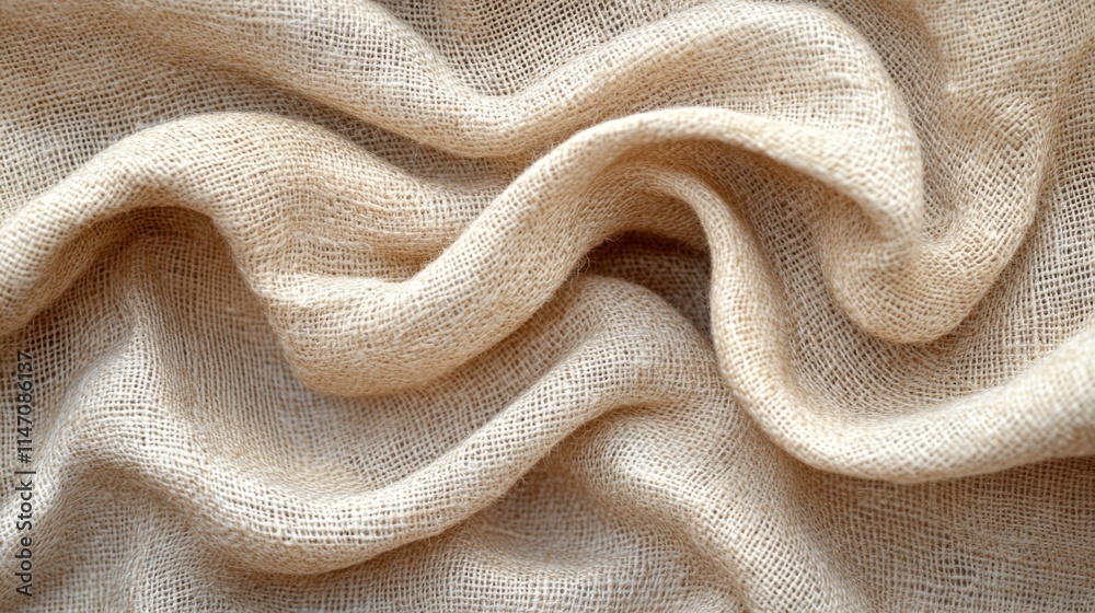Textured Burlap Fabric Draped in Soft Waves Textured Burlap Fabric Draped in Soft Waves