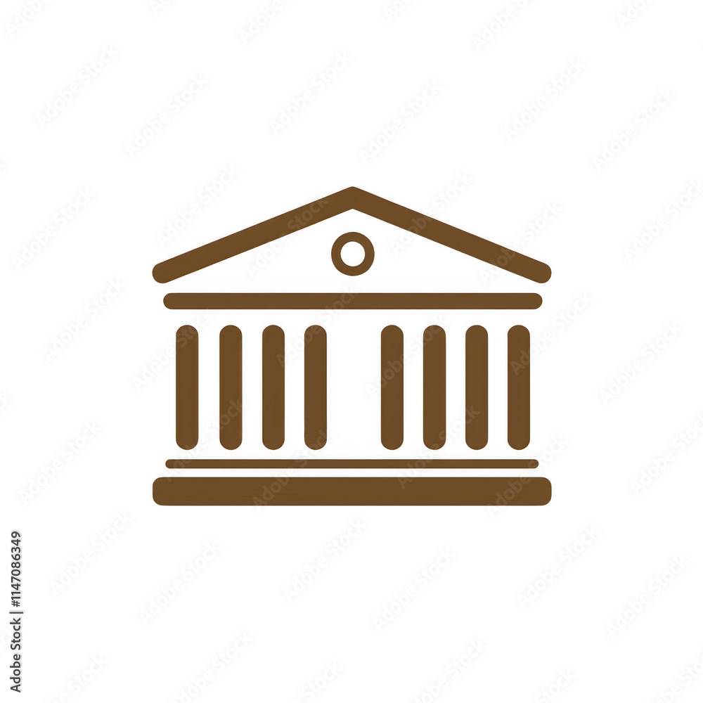 Brown icon of Bank isolated on a transparent background Minimalist flat icon, vector logo style sign clipart on a no background png Brown icon of Bank isolated on a transparent background Minimalist flat icon, vector logo style sign clipart on a no background png
