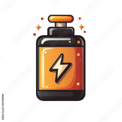 Brown icon of Battery isolated on a transparent background Minimalist flat icon, vector logo style sign clipart on a no background png