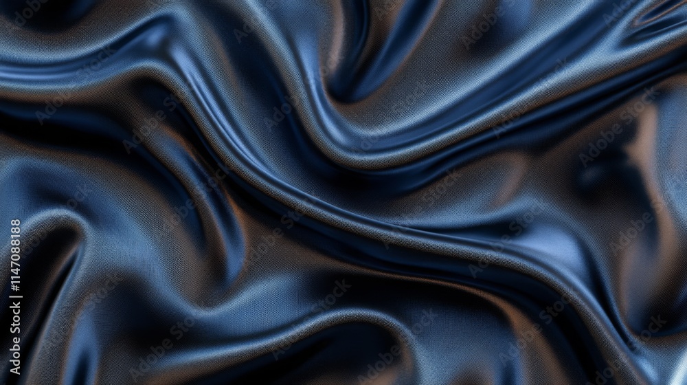 Dark Blue Silk Fabric Draped Smoothly Dark Blue Silk Fabric Draped Smoothly