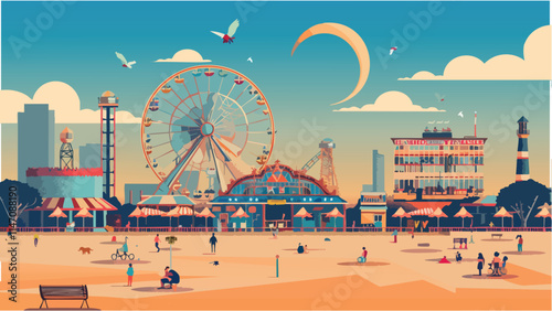 The Colorful World of Coney Island in Vector Art.eps