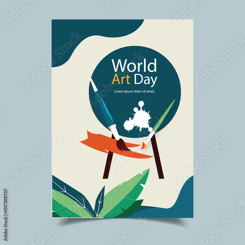 world art day vertical poster template Illustration