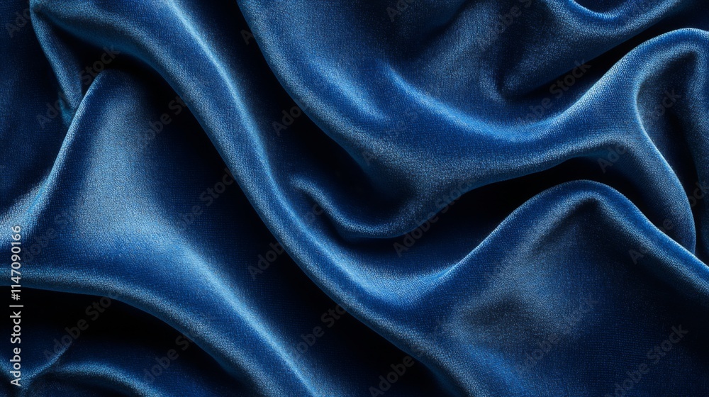 Obraz premium Deep Blue Velvet Draped Fabric Texture Background