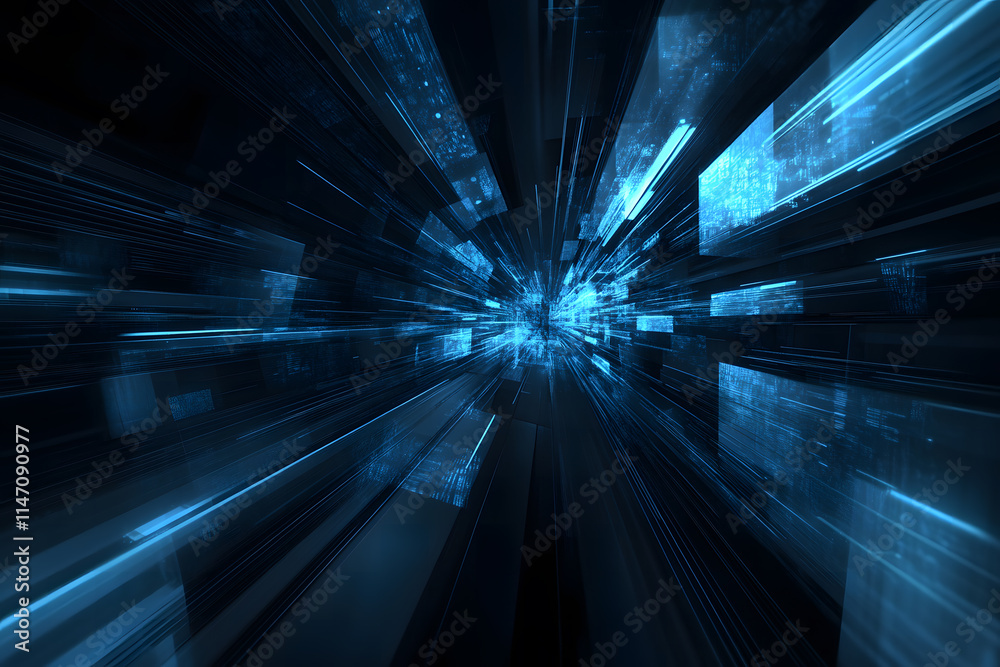 Futuristic Blue Digital Waves with Glowing Dots on Black Background Futuristic Blue Digital Waves with Glowing Dots on Black Background