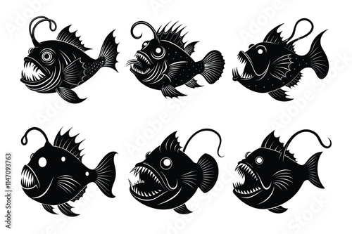 Anglerfish silhouette vector illustration