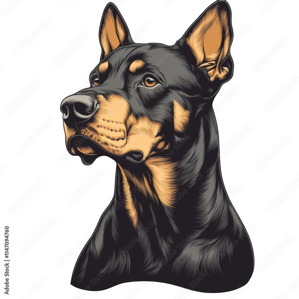 Brown icon of Doberman Pinscher dog isolated on a transparent background Minimalist flat icon, vector logo style sign clipart on a no background png